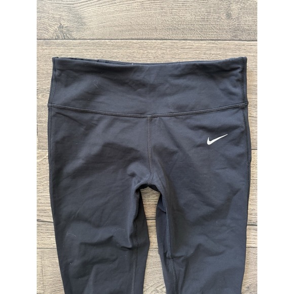 Nike Running Leggings Womens‎ Small Black Logo Drawstring Gym Training 21" EUC - Picture 3 of 15